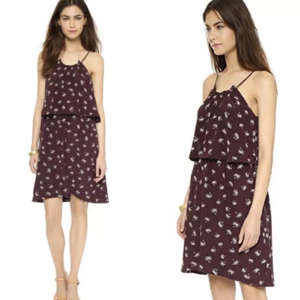 Madewell Dream drift Overlay 100% Silk Palm Tree Dress Women's Size 4